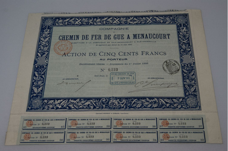 Compagnie du chemin de fer de Guë à Menaucourt