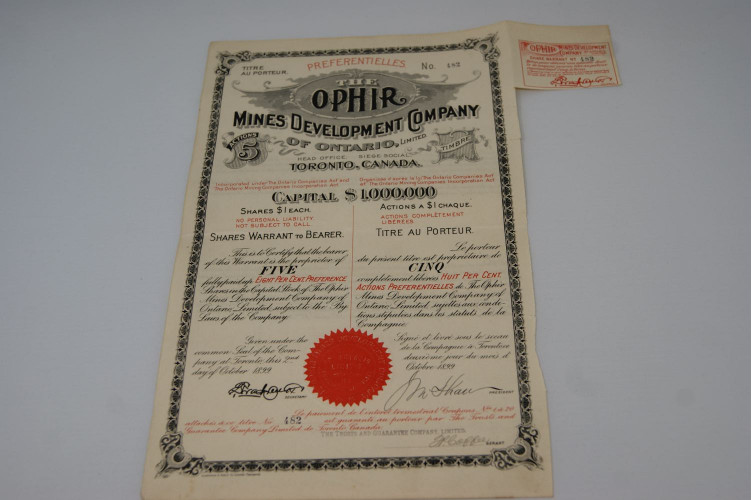 The Ophir Mines Developpement Company...