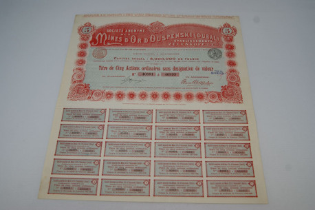 Société anonyme des mines d'or d'Ouspenski (Oural) Établissements Zelenkoff & Cie.