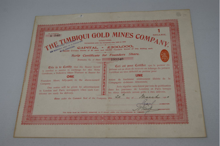 The Timbiqui Gold Mnes Company