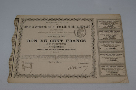 Mines d'Antimoine de la Licoulne et de la Bessade