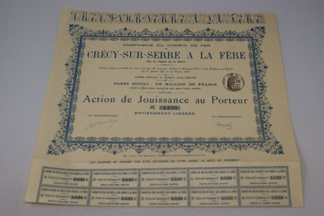 Compagnie du chemins de fer de Crécy-Sur-Serre à la Fère par la Vallée de la Serre