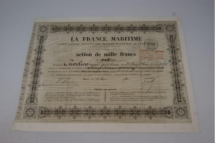 La France Maritime compagnie anonyme d'assurances maritimes