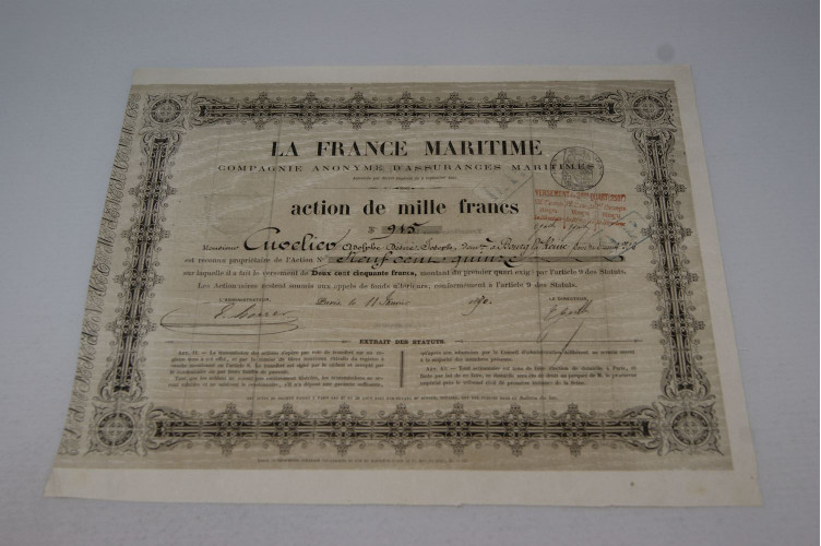 La France Maritime compagnie anonyme d'assurances maritimes