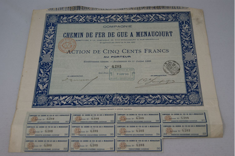 Compagnie du chemin de fer de Guë à Menaucourt
