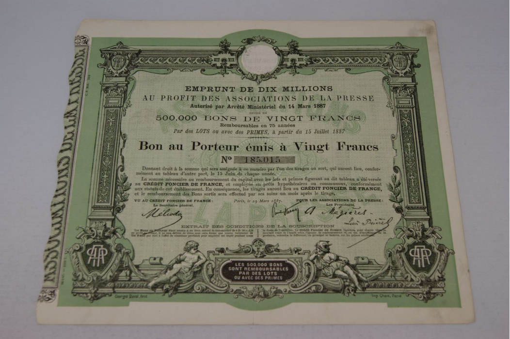 Emprunt de dix millions au profit des associations de la presse