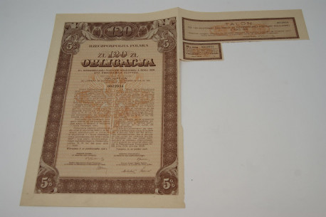 République Polonaise Obligation de l'emprunt de conversion 5% des chemins de fer de 1926