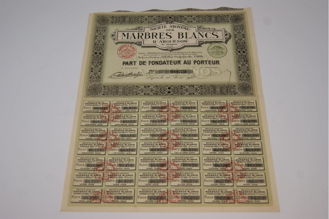 Société anonyme des marbres blancs d'Arguenos (Haute Garonne)