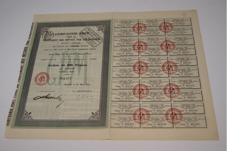 Compagnie Popp pour le traitement des métaux par l'éléctricité