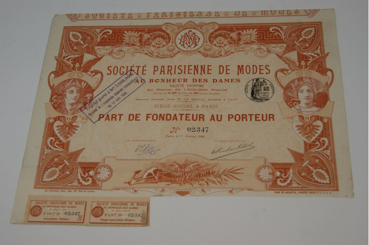 Société parisienne de modes au bonheur des dames