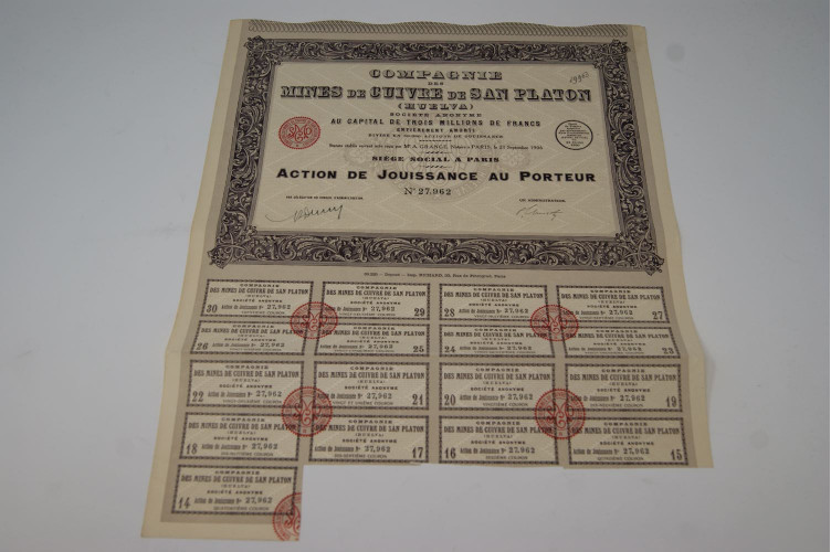 Compagnie des mines de cuivre de San Platon (Huelva)