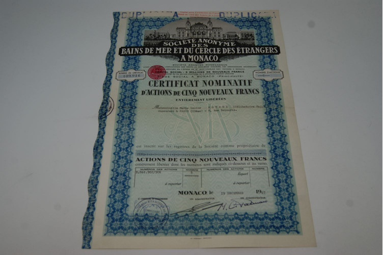 Société anonyme des bains de mer et du cercle des étrangers à Monaco