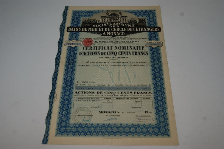 Société anonyme des bains de mer et du cercle des étrangers à Monaco