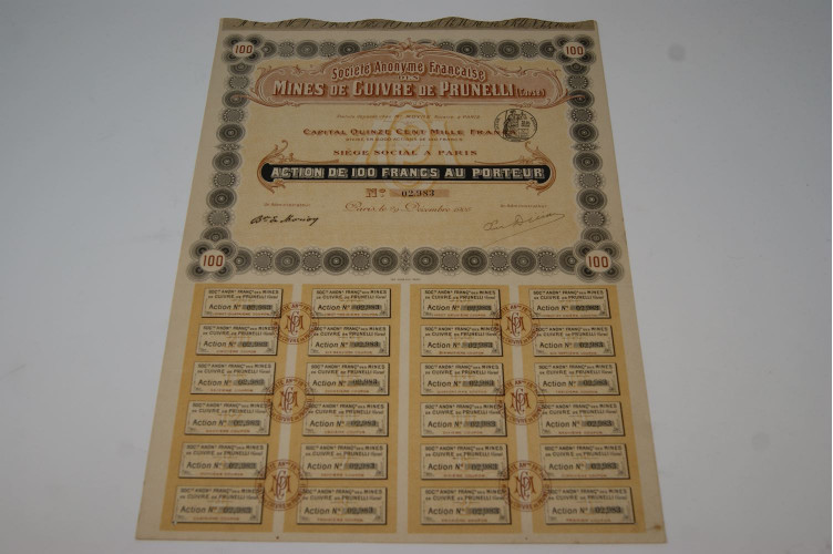 Société anonyme française des mines de cuivre de Prunelli (Corse)