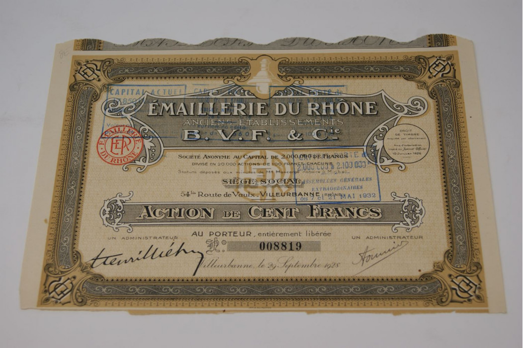 Émaillerie du Rhône anciens établissements B.V.F & Cie.