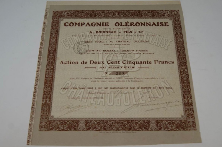 Compagnie oleronnaise sous raison sociale A. Bouineau & Fils & Cie.
