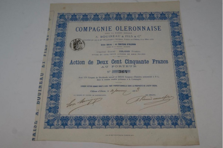 Compagnie oleronnaise sous raison sociale A. Bouineau & Fils & Cie.