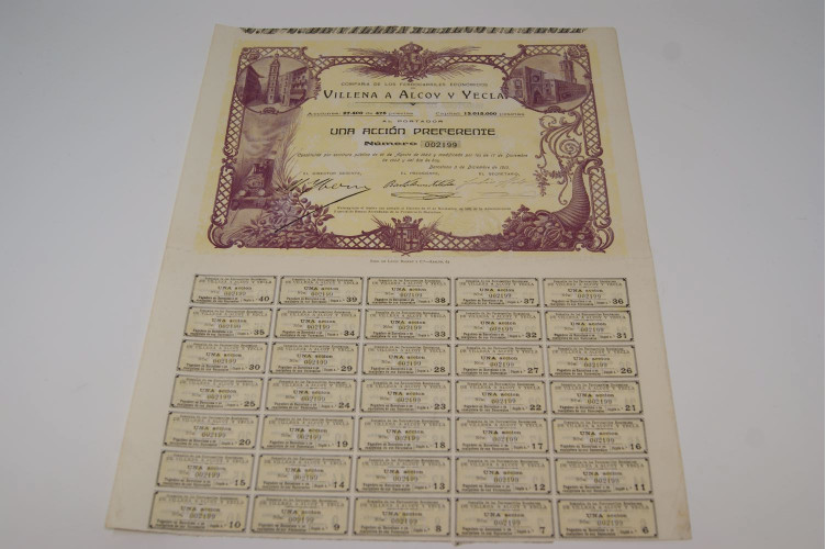 Compañia de los ferrocarriles economicos de Villena a Alcoy Y Yecla