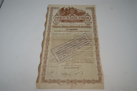 Emprunt 4% Basse-Autriche pour le développement du réseau des chemins de fer