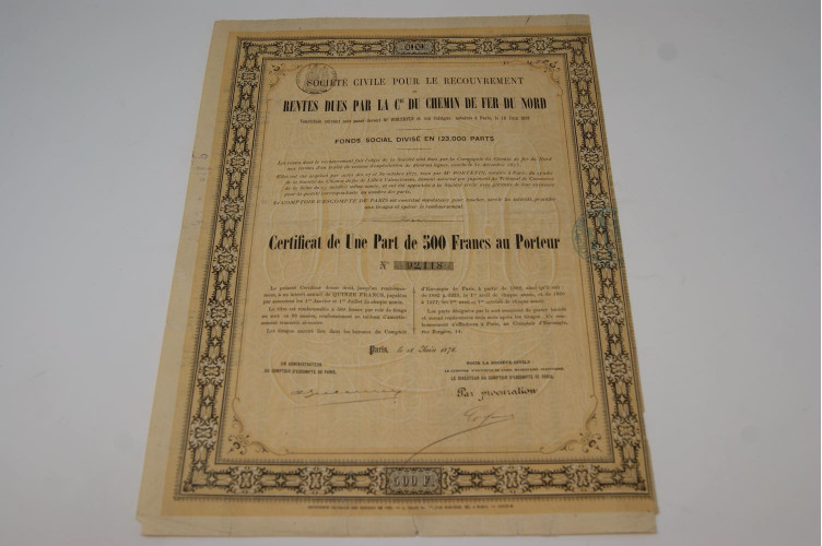 Société civile pour le recouvrement de rentes dues par la Compagnie du chemin de fer du nord