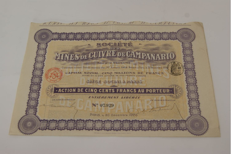 Société des mines de cuivre de...