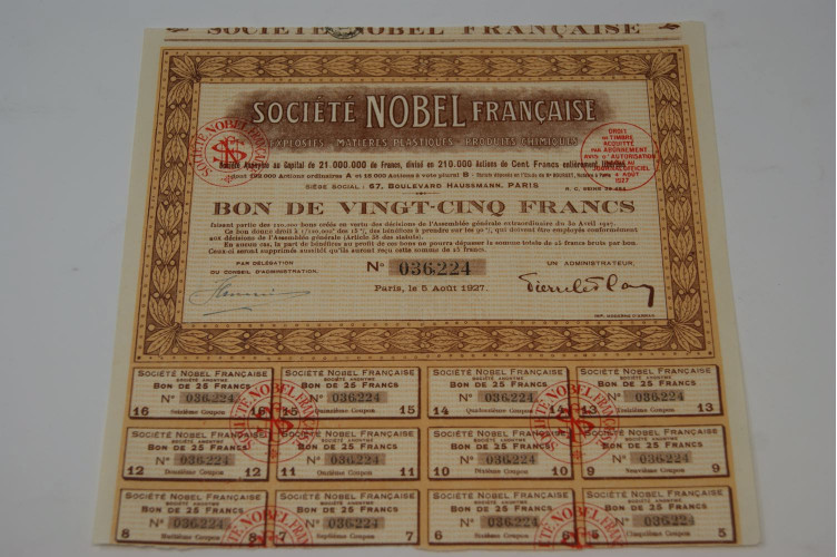 Société Nobel Française (explosif - materiels plastiques - produits chimiques)