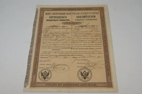 Sparcassen-Schein des Kurländischen Credit-Vereins