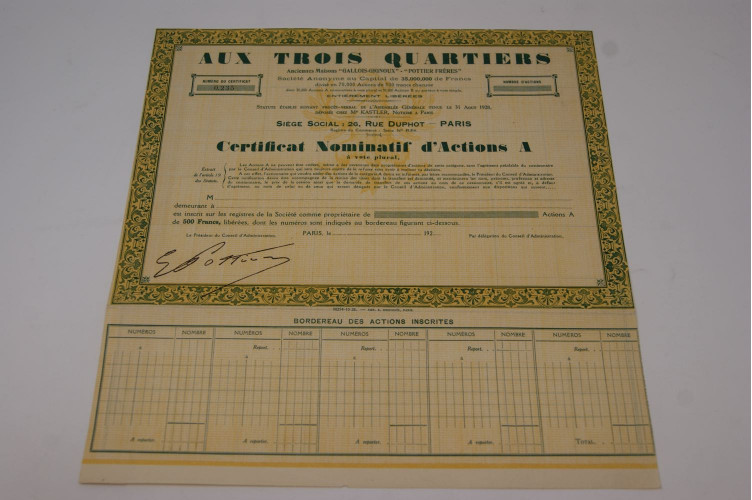 Aux Trois Quartiers Anciennes Maisons Gallois-Gignoux - Pottier Frères