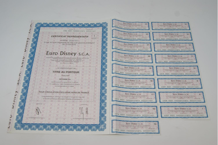 Certificat représentatif EURO DISNEY