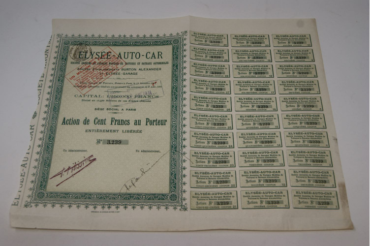 Elysée-Auto-Car Société anonyme de garages modèles de voitures et bateaux automobiles