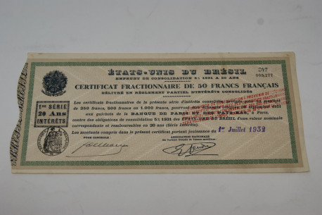 États Unis du Brésil Emprunt de consolidation 5% 1931 à 20 ans