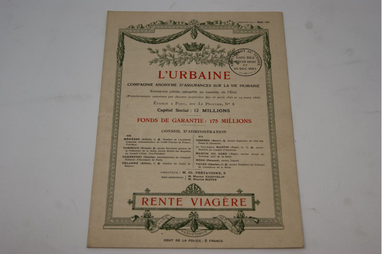 L'Urbaine Compagnie Anonyme d'assurances sur la vie humaine