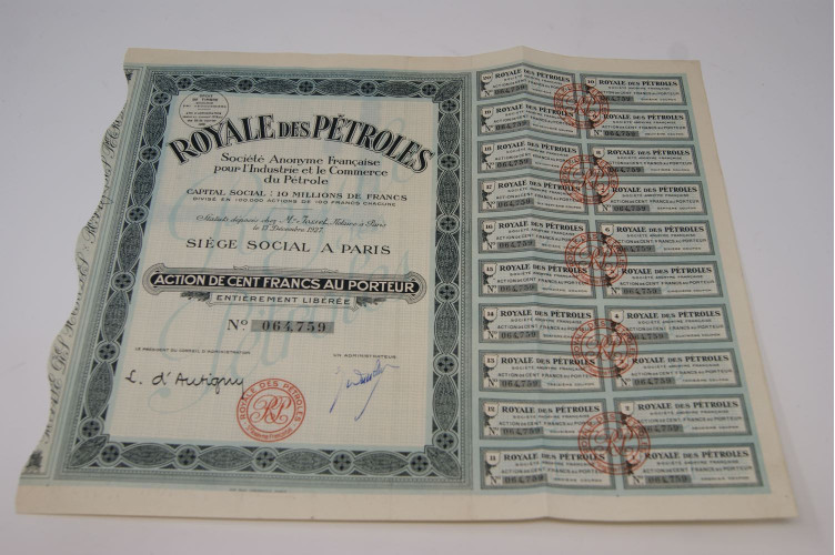 Royale des pétroles Société anonyme française pour l'industrie et le commerce du pétrole