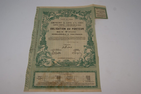 Ville de Paris Emprunt à lots 4% 1931