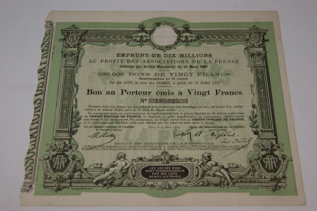Emprunt de dix millions au profit des associations de la presse